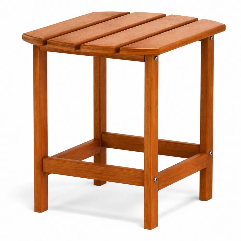 Table d’appoint extérieure carrée en acacia massif brun orangé avec plateau à lattes 45 x 45 x 45 cm