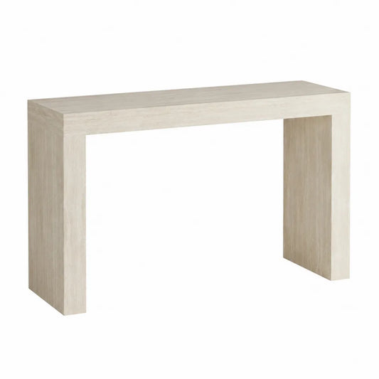 Table console rectangulaire en panneau de particules mélaminé chêne blanchi 120 x 35 x 80 cm