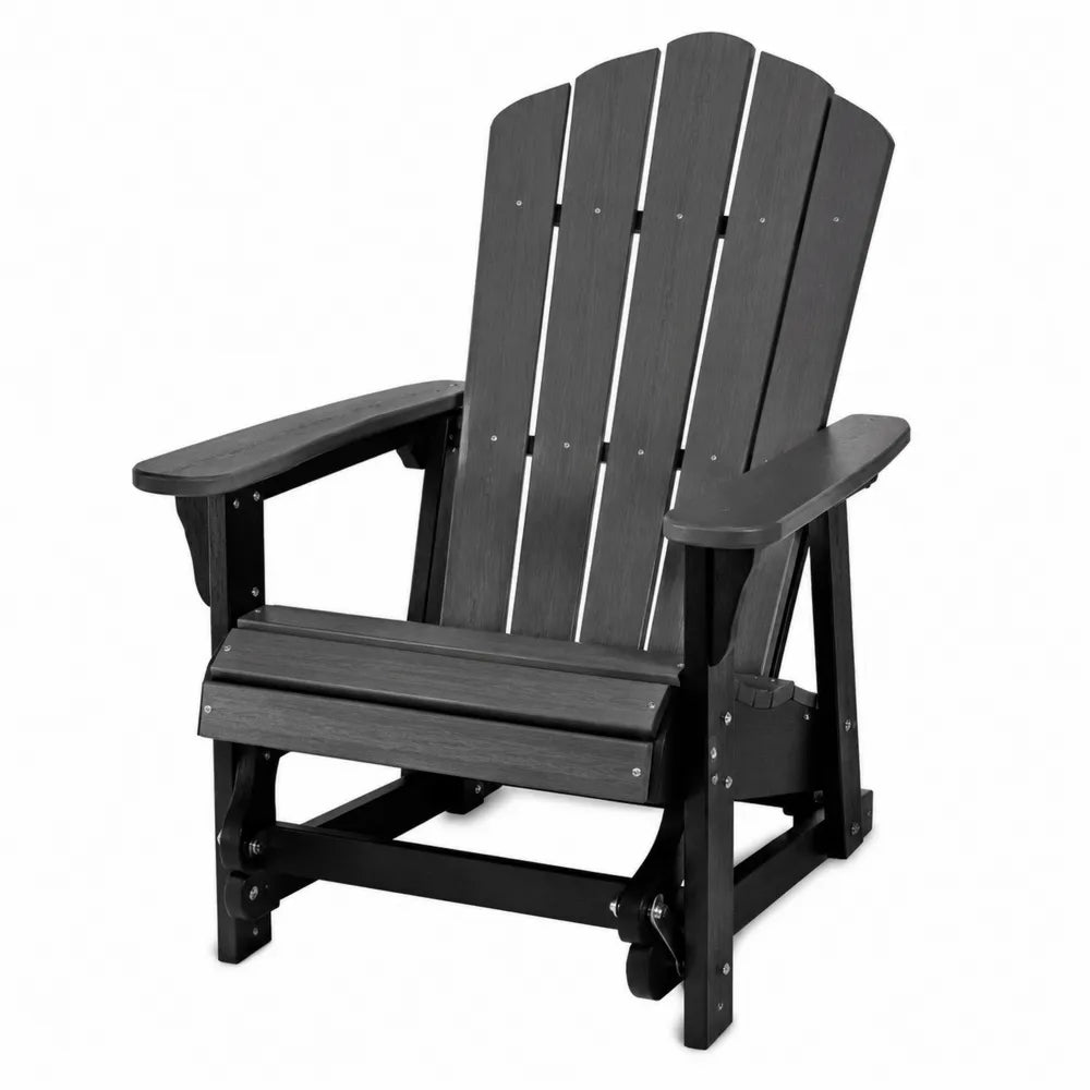 Fauteuil de jardin Adirondack à bascule en polyéthylène haute densité noir graphite avec accoudoirs 92 x 78 x 105 cm