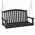 Balancelle suspendue de jardin 2 places en acacia massif noir avec chaînes en acier zingué 150 x 62 x 64 cm