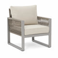 Fauteuil de jardin en aluminium corde polyester coussins beige 80 x 78 x 75 cm environ
